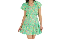 Alivia Victoria Dress In Bouncing Buds Lime