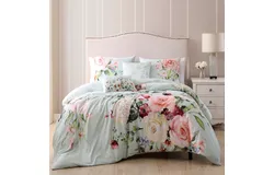 Bebejan Rose on Misty Green 100&percnt; Cotton 5-Piece Reversible Comforter Set