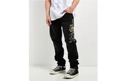 Ed Hardy Dagger Skull Slim Taper Jean In Black