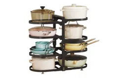 8 Tier Pots and Pans Lid Organizer Rack Holder&comma; Adjustable Pot Organizer Rack for Under Cabinet&comma; Pot Rack for Kitchen Organization and Storage&comma; Black