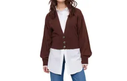 &isla Gigi Blouson Cardigan In Chocolate
