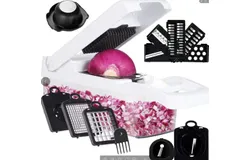 Vegetable chopper - Spiral vegetable slicer - Onion chopper with container - Professional Food chopper - Slicer - &lpar;4 in 1&comma; white&rpar;