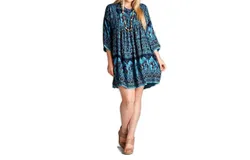 Velzera India Print Dress In Blue