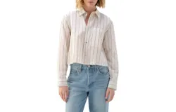 Amo Ruth Crop Shirt In Bone&sol;neptune Multi Stripe