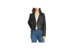 Levi&apos;s Faux Leather Belted Asymmetrical Motorcycle Jacket In Black