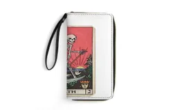 Tarot Card Death Wallet for Womens PU Leather Zip Around Wallers Clutch Wristlet Travel Long Purse