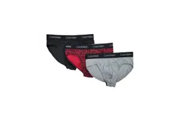 Calvin Klein Men&apos;s 3-Pack Cotton Stretch Hip Brief In Black&sol;red&sol;heather Grey