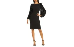 Eliza J Sequin Blouson Sleeve Cocktail Dress In Black