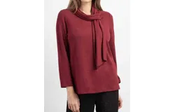 Habitat Cozy-Up Fleece Tie Neck Pullover In Cranberry