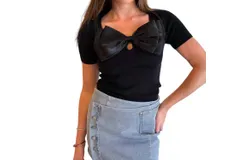Lalavon Classic Bow Top In Black
