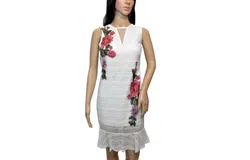 Bebe Women&apos;s White Embroidered Short Dress