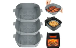 Paquete de 3 de Silicona para Freidora de Aire&comma; Accesorios Silicon para Air Fryer Reutilizable Antiadherente&comma; Resistente al Calor&comma; Olla Silicona para Freidora&comma; Horno&comma;Microondas &lpar;Gris&rpar;
