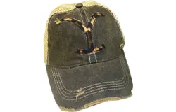 South Texas Treasures Distressed Yellowstone Trucker Cap In Black With Natural