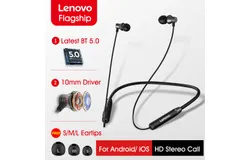 Lenovo HE05 BT Earphones BT5&period;0 Sports Sweatproof Headset Neckband Wireless Running Headphone Noise Cancelling Magnetic Earbuds With Mic Compatible with iPhone Huawei Samsung Xiaomi