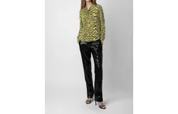 Zadig & Voltaire Taos Leopard Silk Blouse In Jonquil
