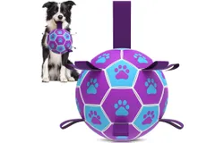 Dog Toys Soccer Ball Durable Dog Balls with Strap for Medium Small Dogs&comma; Puppy Birthday Gifts&comma; Dog Tug Toy for Tug of War &lpar;8 Inch&rpar;