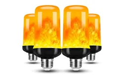 4 Pack Halloween Bombillas LED de Llama&comma; Foco LED de Llama con 4 modos de Parpadeante&comma; Luces Halloween Decoracion con Efecto de Fuego&comma; Halloween Decoración para Fiesta Exterior&comma; Interior&comma; Hogar