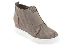 Journee Collection Women&apos;s Clara Wedge Sneaker In Taupe