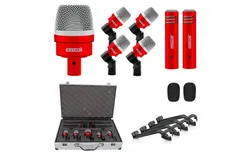5 Core Drum Mic Kit 7 Piece Drumset Wired Dynamic Microphone Kick Bass&comma; Tom&sol;Snare & Cymbals Set