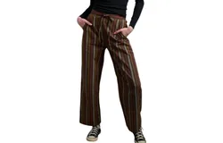 Mata Traders Emmy Drawstring Pants In Chocolate Stripe