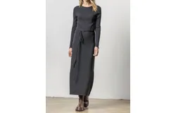 Lilla P Belted Maxi Column Dress In Black
