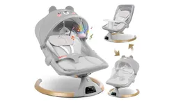 Baby Swings for Infants to Toddler&comma;Baby Swing Newborn 3 in 1 Baby Rocker for Infants with Bluetooth&comma;Remote Control&comma;Removable Dinner Plate&comma;4 Gear Sway Time&comma;Heavy Duty Base Infant Swing for 0-24 Month