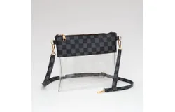 Wona Trading Women&apos;s Clear Checkered Crossbody Bag In Black