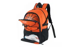 Soccer Bag-Soccer Backpack&Backpack for&Football Volleyball& Basketball&comma;with Ball Compartment and Training Package  17&period;7"&ast;12&period;6" 32L Orange