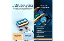 F9-5 TWS Wireless  BT 5.0 Earphones Chargeable Stereo Sound Earbuds Waterproof Touch-control Headset Compatible with Android/iOS/PC Tablet Black