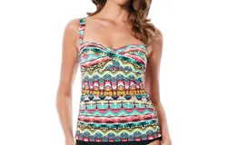 Jantzen Twist Front Tankini Top In Tulum