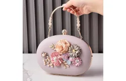 Women&apos;s Floral Clutch Evening Purse Floral Wedding Party Bag &lpar;Light Purple&rpar;