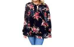 Hayden La Garden Goddess Floral Peasant Blouse In Black