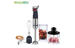 Biolomix Upgraded Immersion Blender Handheld&comma; 1200W variable Speed 5  in 1 Hand Mixer Stick Blender with 304 Stainless Steel Blade&comma;Food Processor&comma;Beaker&comma;Egg Whisk&Milk Frother&comma;Non-BPA