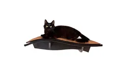 Arf Pets Cat Shelf&comma; Wall-Mounted Curved Wooden Cat Perch - Holds Cats Up to 44 Lb