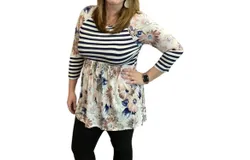 Honeyme Spring Babydoll Tee In White Multi