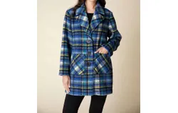 Habitat Tartan Car Coat In Sapphire