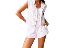 Central Park West Ash Bomber Vest In Pink