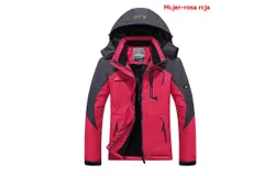 Women&apos;s Winter Jacket Waterproof Ski Jacket Warm Fleece Jacket Multi Pocket Parka Raincoat L Size rose Red