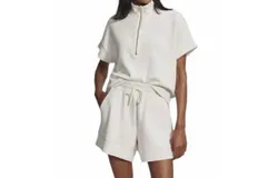 Varley Atrium High Rise Short In Ivory Marl