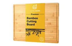JumblWare Bamboo Cutting Board&comma; 24” x 18” Large Wooden Chopping Block Tray with Handles