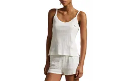 Polo Ralph Lauren Pointelle Tank Boxer Pajamas In Egret