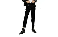 Topshop Ankle Crop Straight Leg Pants In Black