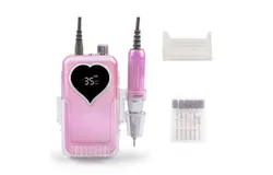 Electric Nail Drill for Acrylic Nails&comma; 35000 RPM Electric Nail File&comma; Portable Electronic File - Cordless Nail Drill &lpar;Pink&rpar; for Home Salon Manicure Tools