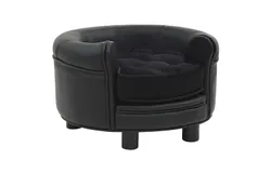 Dog Sofa Black 18&period;9"x18&period;9"x12&period;6" Plush and Faux Leather