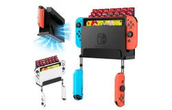 Wall Mount for Switch and Switch OLED&comma; Metal Wall Mount Stand Accessories with 28 Game Cards Holder and 2 Joy-Con Hooks&comma; Safely Mount your Switch on Wall Near TV &lpar;Black&rpar;