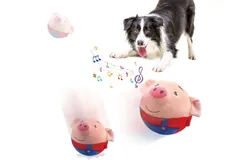 Active Moving Pet Plush Toy&comma; 2024 New Interactive Dog Toys for Small Medium Large Dogs&comma; Squeaky Self Moving Bouncing Dog Ball&comma; Automatic Rolling Washable Chewable Plush Puppy Toys &lpar;Red Pig&rpar;