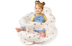 Inflatable Baby Seat for Babies 3-36 Months&comma; Baby Sit Up Chair Built in Air Pump Blow Up Infant Back Support Floor Seat for Bebe 3 Months & Up&comma; Large Space Inflatable Baby Chair &lpar;Bear-Large&rpar;