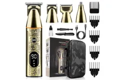 Men&apos;s home hair clippers&comma; full metal 4-in-1 multi-function razor&comma; nose hair cutter electric push clipper set