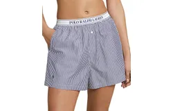 Polo Ralph Lauren Boxer Pajama Short In White Beacon Blue
