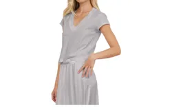 Lamade Suri Organic Deep V Tee In Chrome